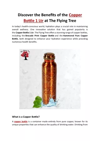 Discover the Benefits of the Copper Bottle 1 Ltr at The Flying Tree