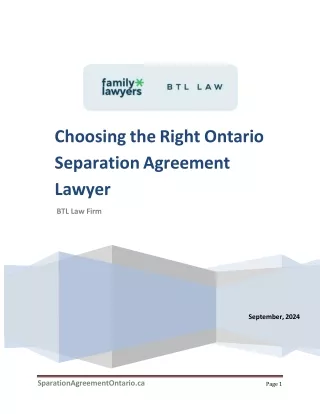 Choosing the Right Ontario Separation Agreement Lawyer