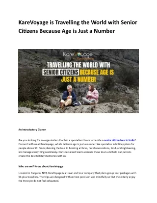 KareVoyage is Travelling the World with Senior Citizens Because Age is Just a Number