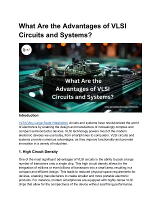 What Are the Advantages of VLSI Circuits and Systems