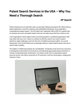 patent search services in the usa why you need