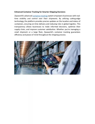 enhanced container tracking for smarter shipping