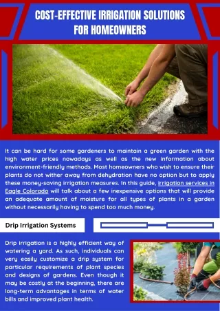 Irrigation Solutions for Water Management