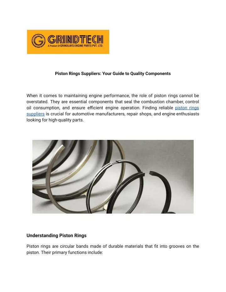 piston rings suppliers your guide to quality