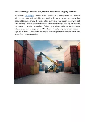 global air freight services fast reliable
