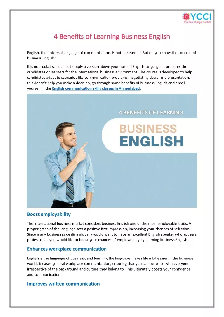 4 benefits of learning business english