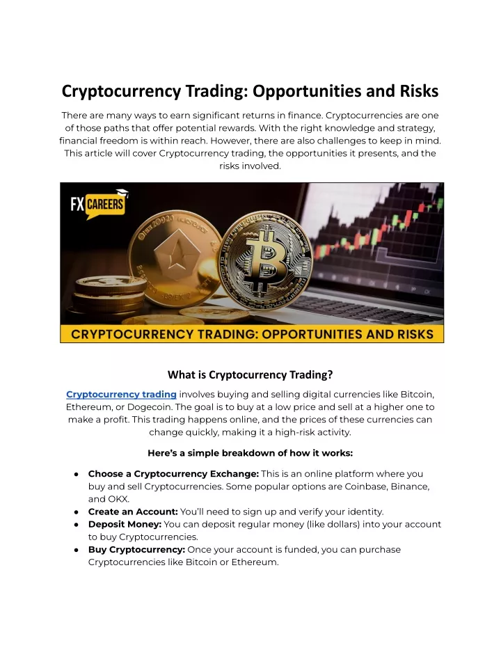 cryptocurrency trading opportunities and risks