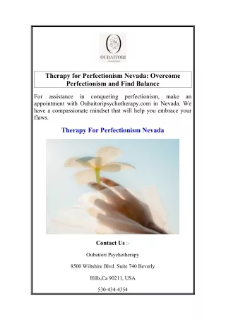 therapy for perfectionism nevada overcome