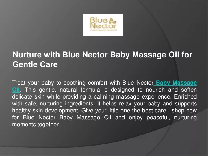 nurture with blue nector baby massage