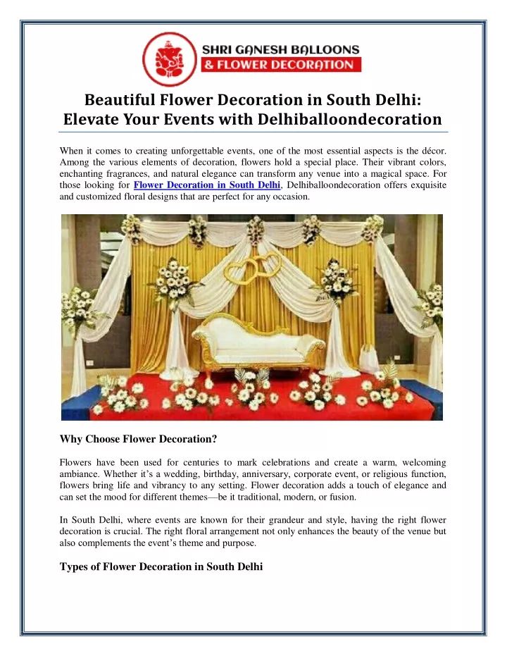 beautiful flower decoration in south delhi