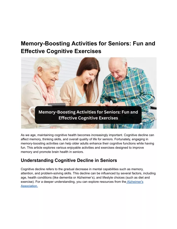 memory boosting activities for seniors