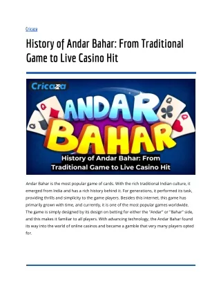 History of Andar Bahar: From Traditional Game to Live Casino Hit