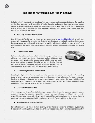 Top Tips for Affordable Car Hire in Keflavik