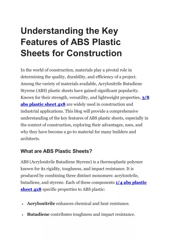 understanding the key features of abs plastic