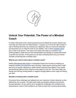 Unlock Your Potential: The Power of a Mindset Coach