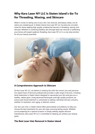 Kara Laser NY LLC: Your Go-To for Skincare, Threading, and Waxing in Staten Isla