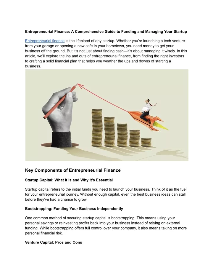 entrepreneurial finance a comprehensive guide