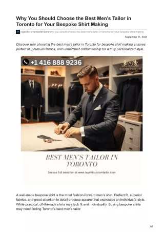 raymikcustomtailor.com-Why You Should Choose the Best Mens Tailor in Toronto for Your Bespoke Shirt Making