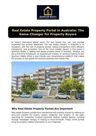 Real Estate Property Portal in Australia: The  Game-Changer for Property Buyers