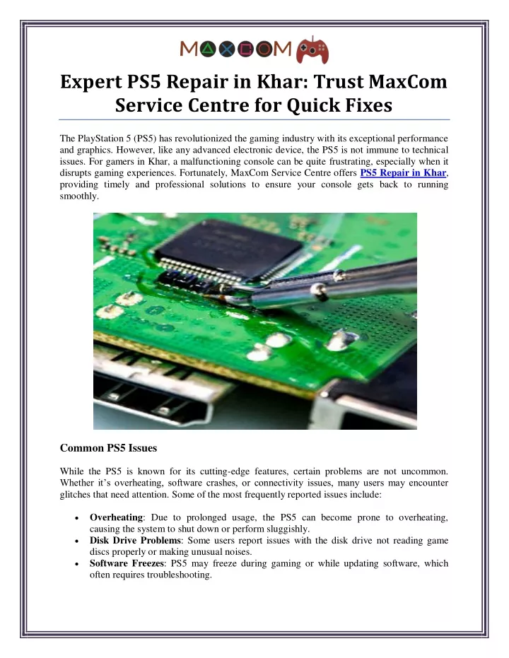 expert ps5 repair in khar trust maxcom service