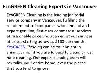 VANCOUVER 5 RATED STANDARD CLEANING SERVICES