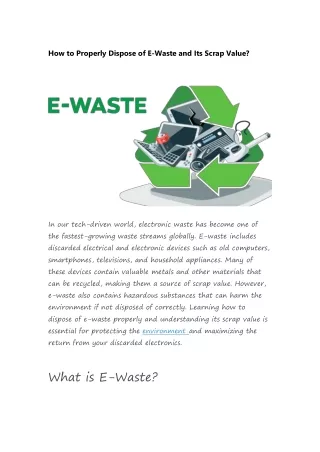 How to Properly Dispose of E-Waste and Its Scrap Value?