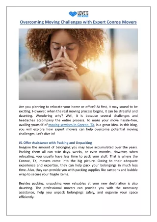 overcoming moving challenges with expert conroe