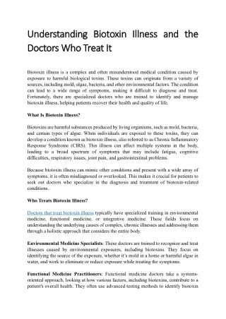 understanding biotoxin illness