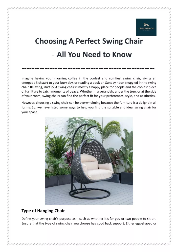 choosing a perfect swing chair all you need