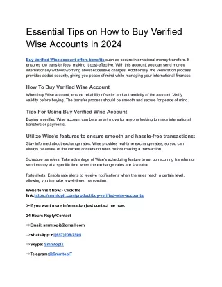 Essential Tips on How to Buy Verified Wise Accounts in 2024