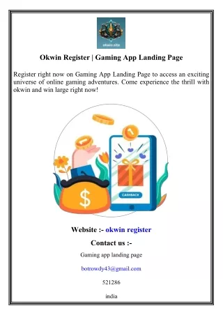 Okwin Register   Gaming App Landing Page