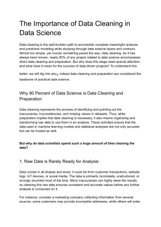 The Importance of Data Cleaning in Data Science