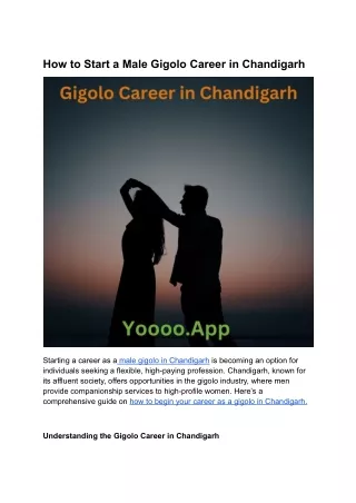 How to Start a Male Gigolo Career in Chandigarh: Easy Guide