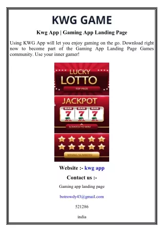 Kwg App   Gaming App Landing Page