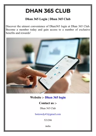 Dhan 365 Login   Dhan 365 Club