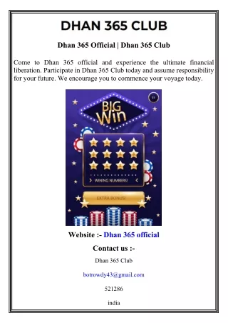 Dhan 365 Official   Dhan 365 Club