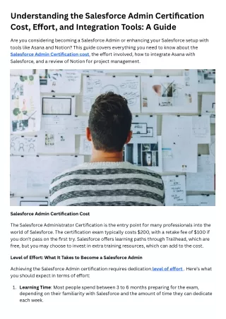 Understanding the Salesforce Admin Certification Cost, Effort, and Integration Tools A Guide