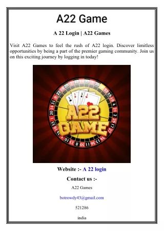 A 22 Login   A22 Games