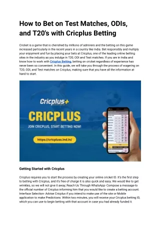 How to Bet on Test Matches, ODIs, and T20's with Cricplus Betting (1)