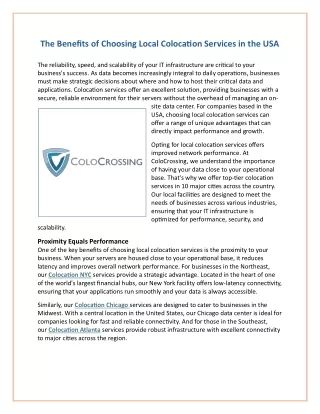 the benefits of choosing local colocation