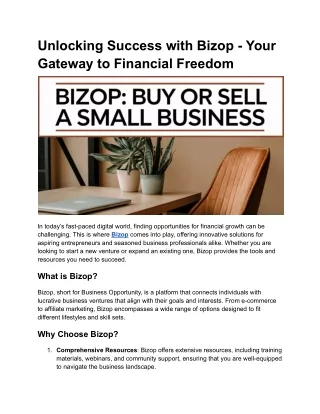 unlocking success with bizop your gateway