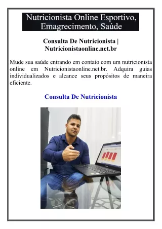 Consulta De Nutricionista  Nutricionistaonline.net.br