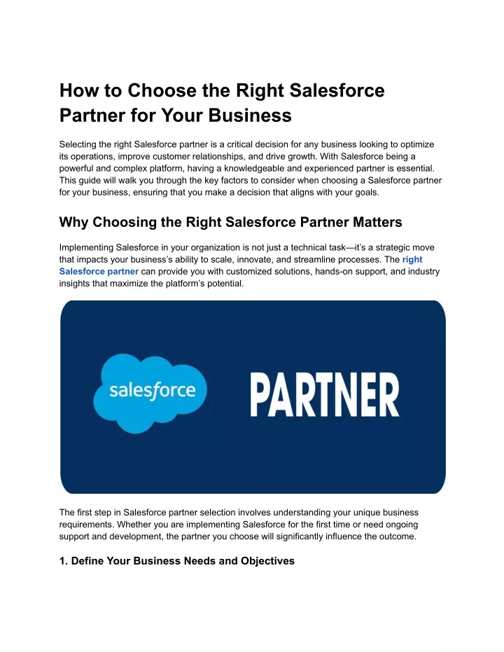 how to choose the right salesforce partner