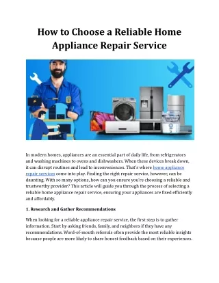 Home Appliance Repair Service