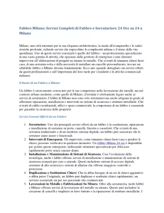 Fabbro Milano Servizi Completi di Fabbro e Serraturiere 24 Ore su 24 a Milano