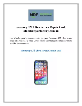 Samsung S22 Ultra Screen Repair Cost  Mobilerepairfactory.com.au