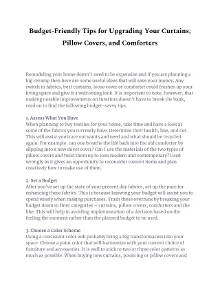 Budget-Friendly Tips for Upgrading Your Curtains, Pillow Covers, and Comforters