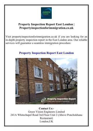 Property Inspection Report East London Propertyinspectionforimmigration.co.uk