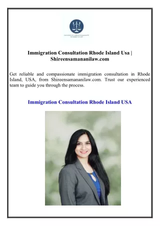 Immigration Consultation Rhode Island Usa Shireensamananilaw.com