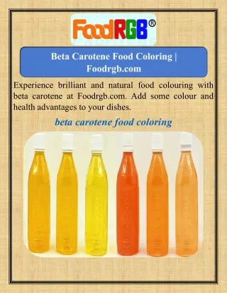 Beta Carotene Food Coloring   Foodrgb.com